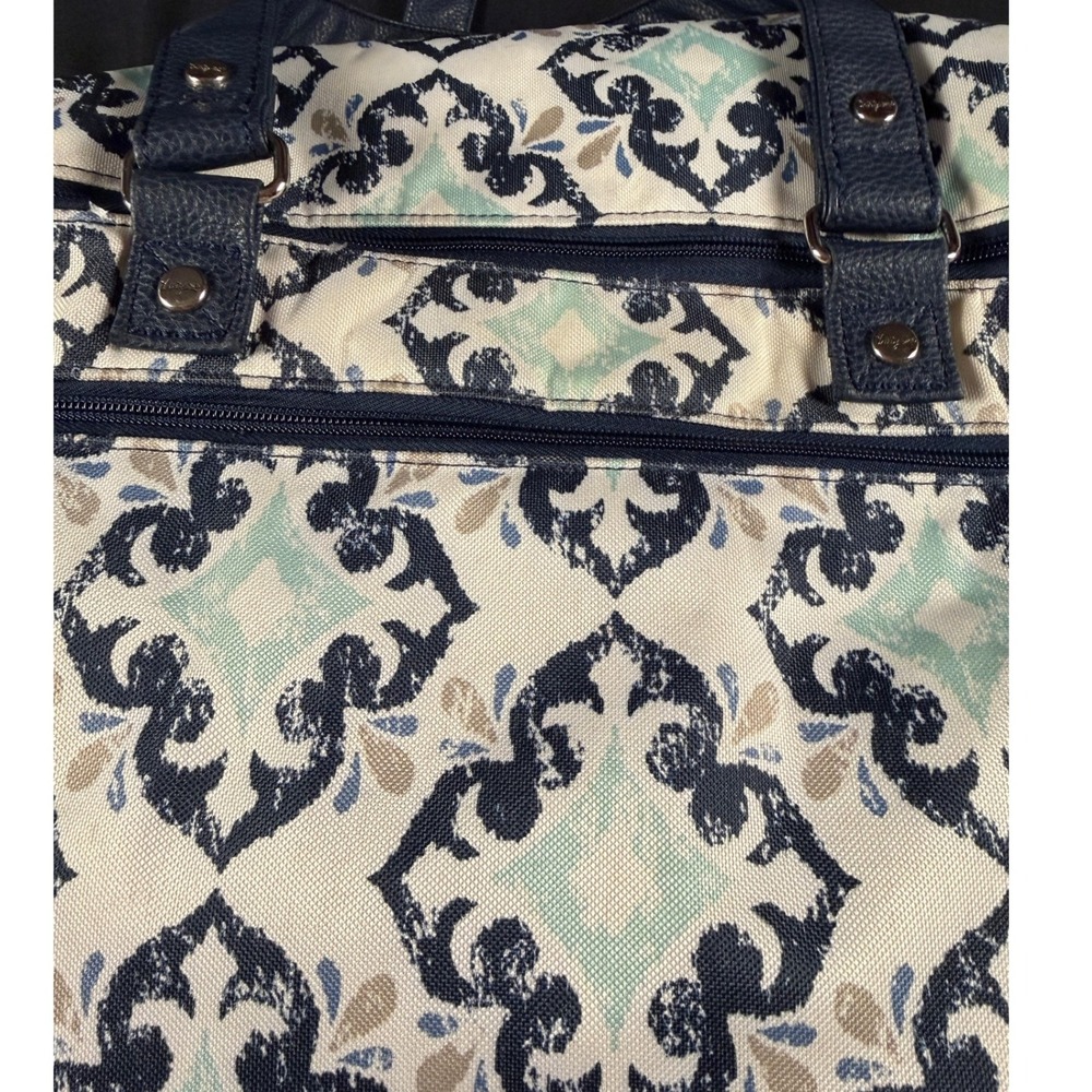 Thirty-One Away We Go Roller Bag Navy Doodle Diamond Rolling Duffel Luggage - Picture 2 of 15